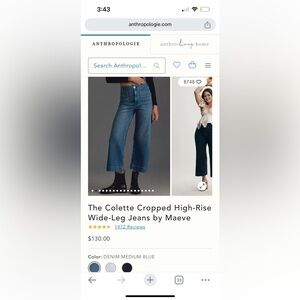 The Colette Cropped High-Rise Wide-Leg Jeans by Maeve (Anthropologie)